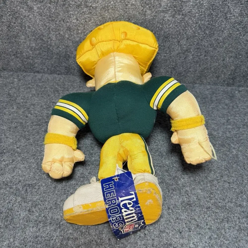 Vintage 1995 STUFFINS NFL GREEN BAY PACKERS 12” Cheesehead Plush W/Tag Mascot